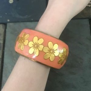 Peach and Gold Flower Bangle